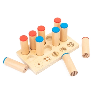 Wooden sensory cylinders toy for toddler auditory and tactile logic matching training
