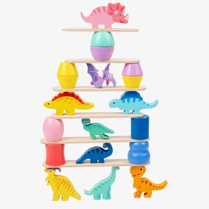 Macaron dinosaur stacking blocks balancing game for kids' educational play and skill training