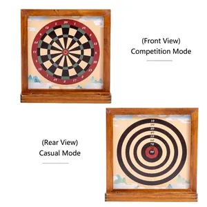 Double-sided wooden dartboard set with professional competition and leisure modes