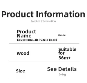Specifiche dettagliate del puzzle educativo in legno per bambini dai 36 mesi in su
