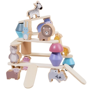 Wooden animal balancing blocks stacking game for toddler educational early learning play