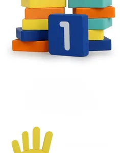 Macro detail of colorful finger arithmetic wooden blocks for kids math learning