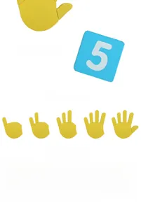 Macro detail of wooden math blocks featuring numbers 1-5 and finger counting gestures