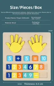 Detail view of 30x30CM wooden addition and subtraction math board for toddlers