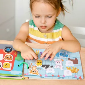 Educational animal busy book for toddlers featuring interactive velcro animal puzzles