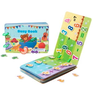 Educational Busy Book for kids with interactive number puzzles and velcro stickers