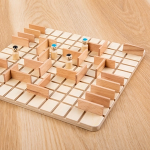 Classic wooden Quoridor board game for children and adults with colorful pawns