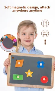 Puzzle magnetico in legno per bambini con forme geometriche e magneti morbidi