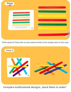 Educational math learning sticks with logic challenge cards for toddlers and students