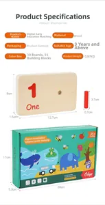Detailed dimensions of wooden math learning boards and counting sticks in gift box