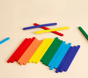 Macro shot of colorful wooden math counting sticks for educational kids DIY crafts