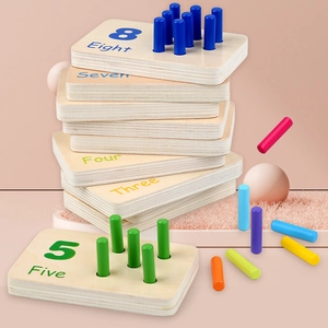 Wooden Montessori math learning sticks with number recognition base for kids