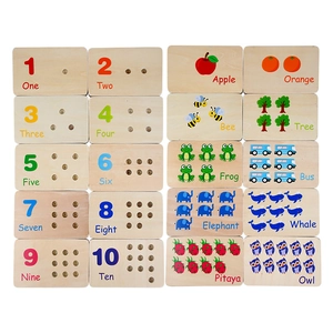 Montessori wooden math learning boards for kids with numbers and animal counting cards