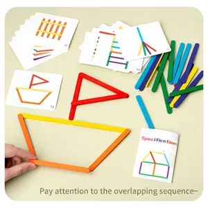 Educational wooden counting sticks set with number cards for early math learning