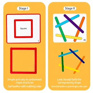 Educational wooden counting sticks and building shapes for kids early math learning