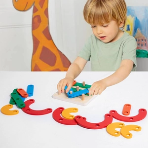 Montessori wooden geometric shape sorting puzzle toy for kids focus training and play