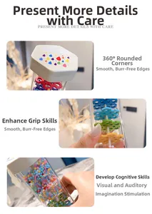 Detail of colorful rainmaker percussion instrument with smooth rounded edges for sensory play
