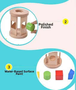 Detailed view of polished wooden shape sorter with eco-friendly water-based paint