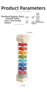 Detailed size chart of the 22.5cm beech wood rainmaker tube showing dimensions and materials