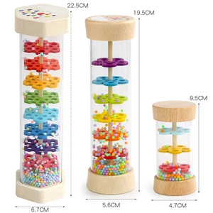 Rainbow rainmaker musical instruments set with wooden ends in three sizes for early education