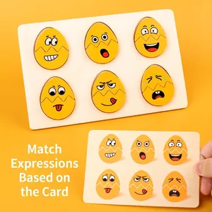 Jeu éducatif en bois puzzle d'œufs expressions pour éveil émotionnel des enfants