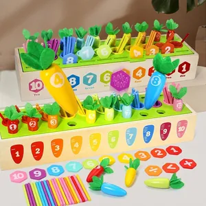 Montessori Holz Karotten Ziehen Mathe Spielzeug Set Pädagogische Zählstäbe Zahlen Matching Spiel Für Kleinkinder Kinder Lernspielzeug