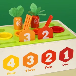 Holzspielzeug Karotten-Zahlenspiel zur mathematischen Früherziehung für Kindergartenkinder