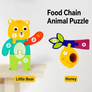 Pädagogisches Montessori-Holzpuzzle mit nummerierten Teilen für das Lernen von Kleinkindern