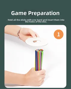 Detailed view of colorful wooden balance game sticks and white disc for sensory training