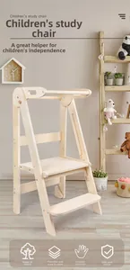 Dettaglio sgabello apprendimento pieghevole in legno per bambini con sponde di sicurezza