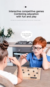 Kids playing magnetic chess on a wooden board for logic training and family fun