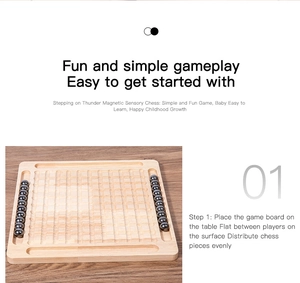 Detailed instruction showing the wooden magnetic chess board setup and gameplay steps
