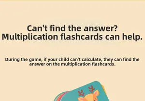Educational multiplication learning cards with cute deer illustration for kids' math games