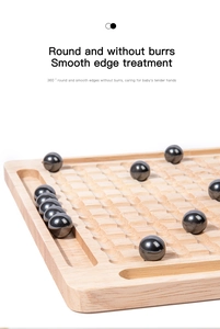 Detailed view of the smooth magnetic beads on a high-quality wooden board with grooves