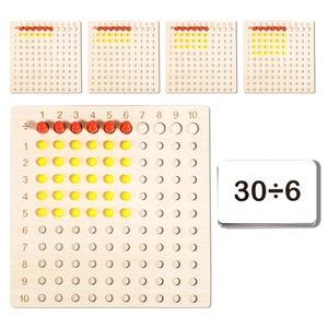 Montessori multiplication and division wooden board set with counting pegs and cards