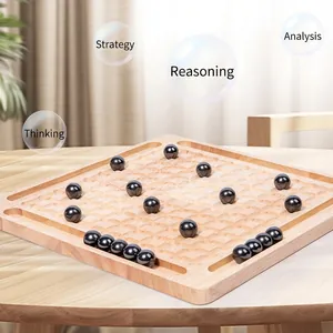 Magnetic chess battle game with wooden board and magnetic beads for logical training