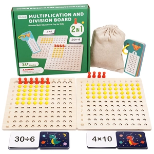 Montessori wooden multiplication and division board set with math operation cards