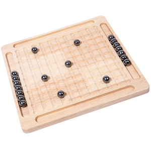 Wooden magnetic battle chess set with square board and spherical stones for kids