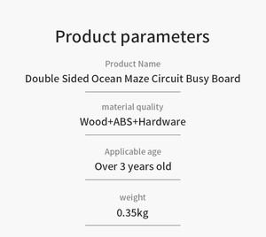 Technical specifications for the wooden double sided ocean maze circuit busy board toy