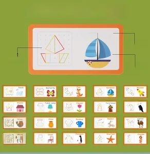 Detailed set of 20 geometric pattern cards for kids wooden pegboard educational puzzles