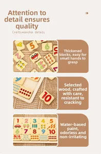 Blocs de puzzle en bois épais avec chiffres et peinture à l'eau vive pour tout-petits