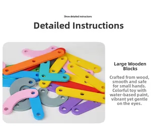 Close-up of colorful large wooden geometric blocks with smooth edges and water-based paint