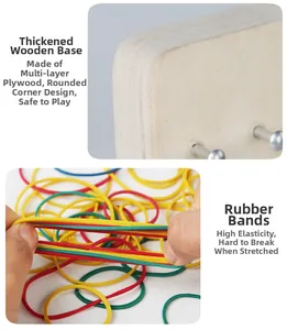 Detailed view of durable multilayer wood board with high-elasticity colorful rubber bands