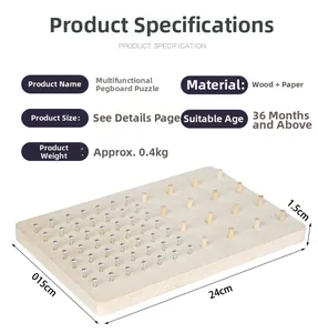 Detailed dimensions of wooden multifunctional pegboard puzzle for kids 36m plus