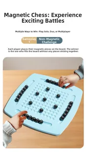 Close-up of 2-in-1 magnetic battle ludo game board with black round chess pieces
