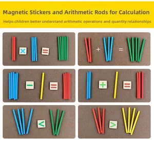 Detail of magnetic math sticks and arithmetic blocks for early learning numeracy
