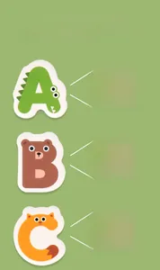 Detail of wooden alphabet blocks with animal shapes A, B, C for spelling and early learning
