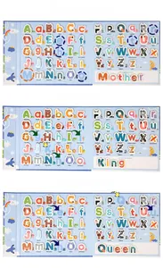 Educational wooden magnetic board featuring 26 alphabet letters and animal illustrations