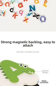 Detail of magnetic alphabet toy with rounded edges and strong back magnets for kids
