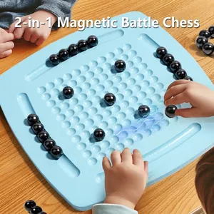 Double Sided Magnetic Battle Chess And Fire Safety Ludo Board Game MDF Wood Magnetic Beads Brain Training Desktop For Kids